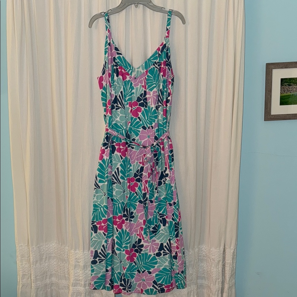 GAP Factory Tropical Floral Midi Belted Dress